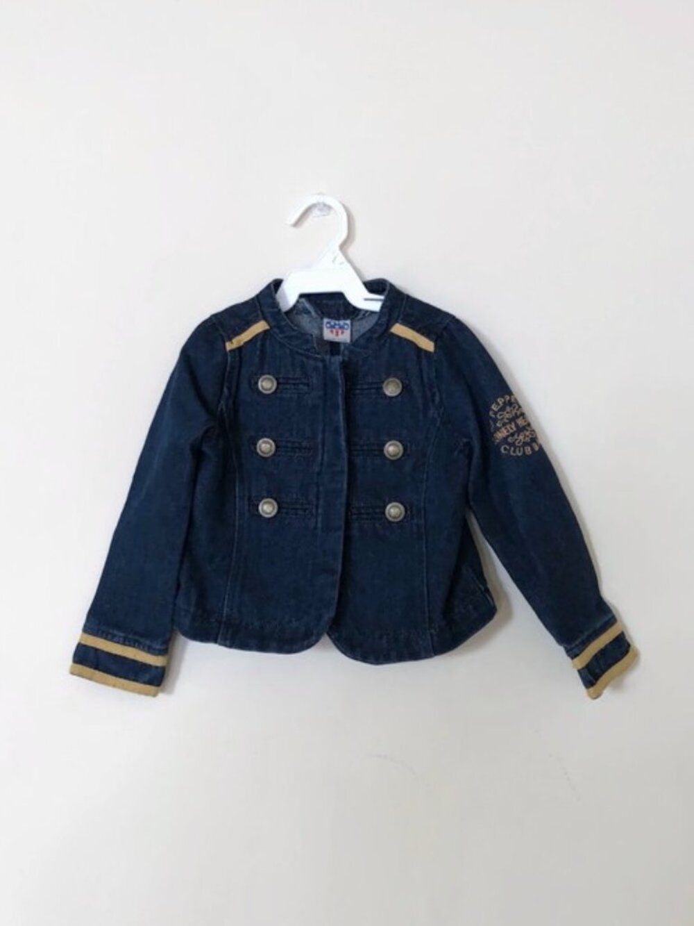 Junk Food Clothing. Denim jacket with gold embellishments